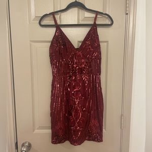 🩷2 for $40🩷 Pretty Little Thing Burgundy Sequin Mini Dress